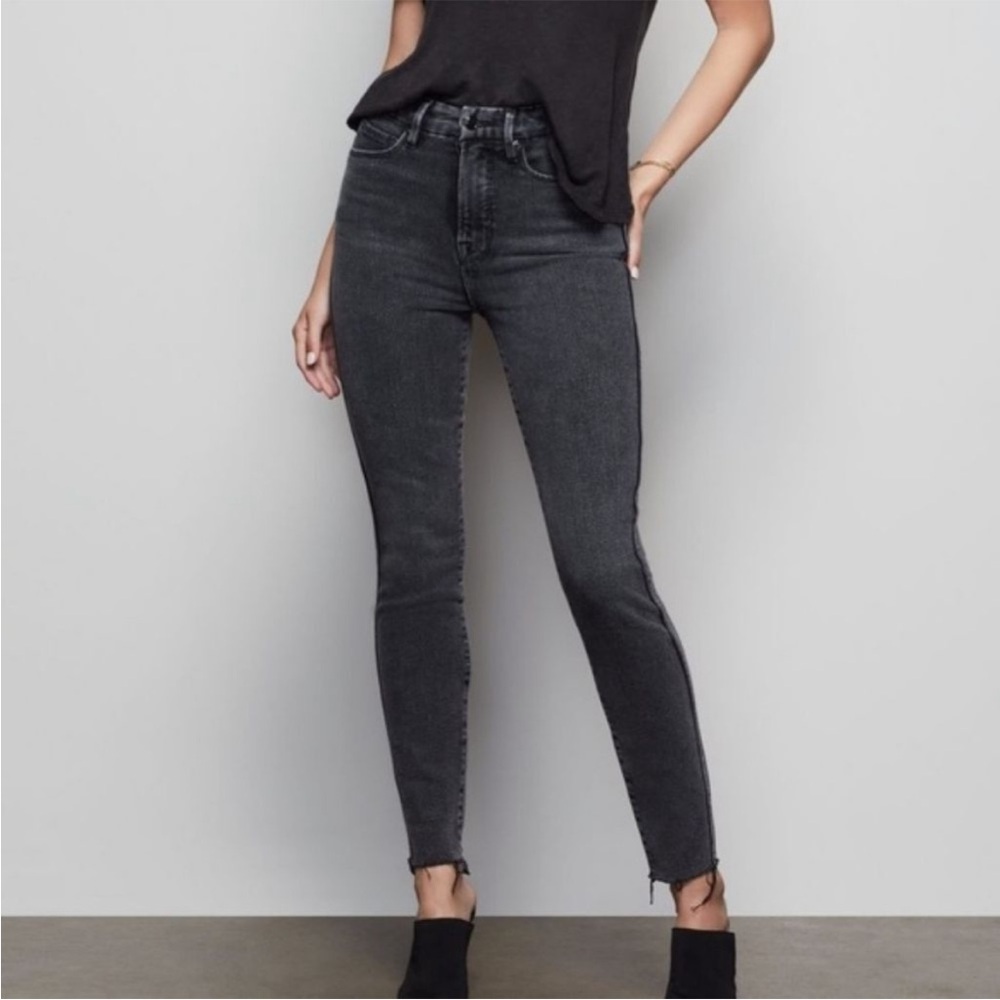 Good American Good Curve Skinny Raw Edge Black Jean Size 29